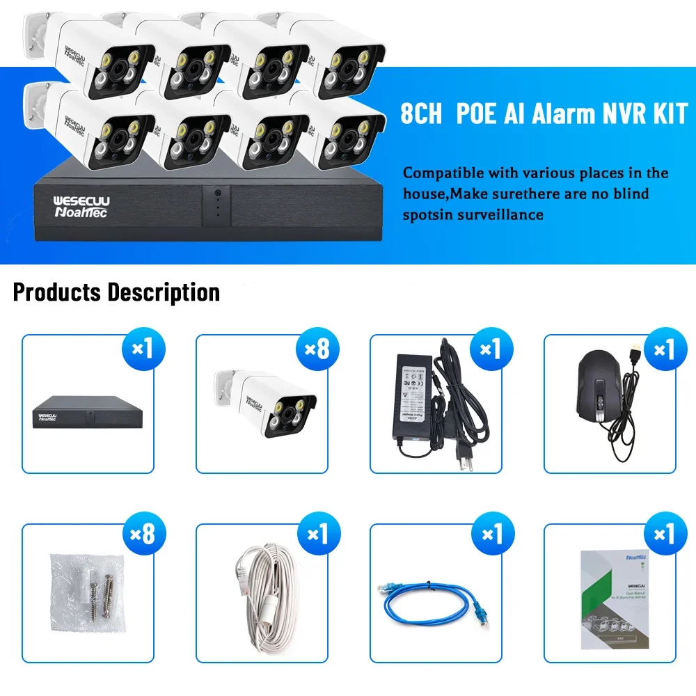 Manufacturer 5mp 4k 8mp 4 8 16 - đánh giá và giá Home Security Kit With Camera